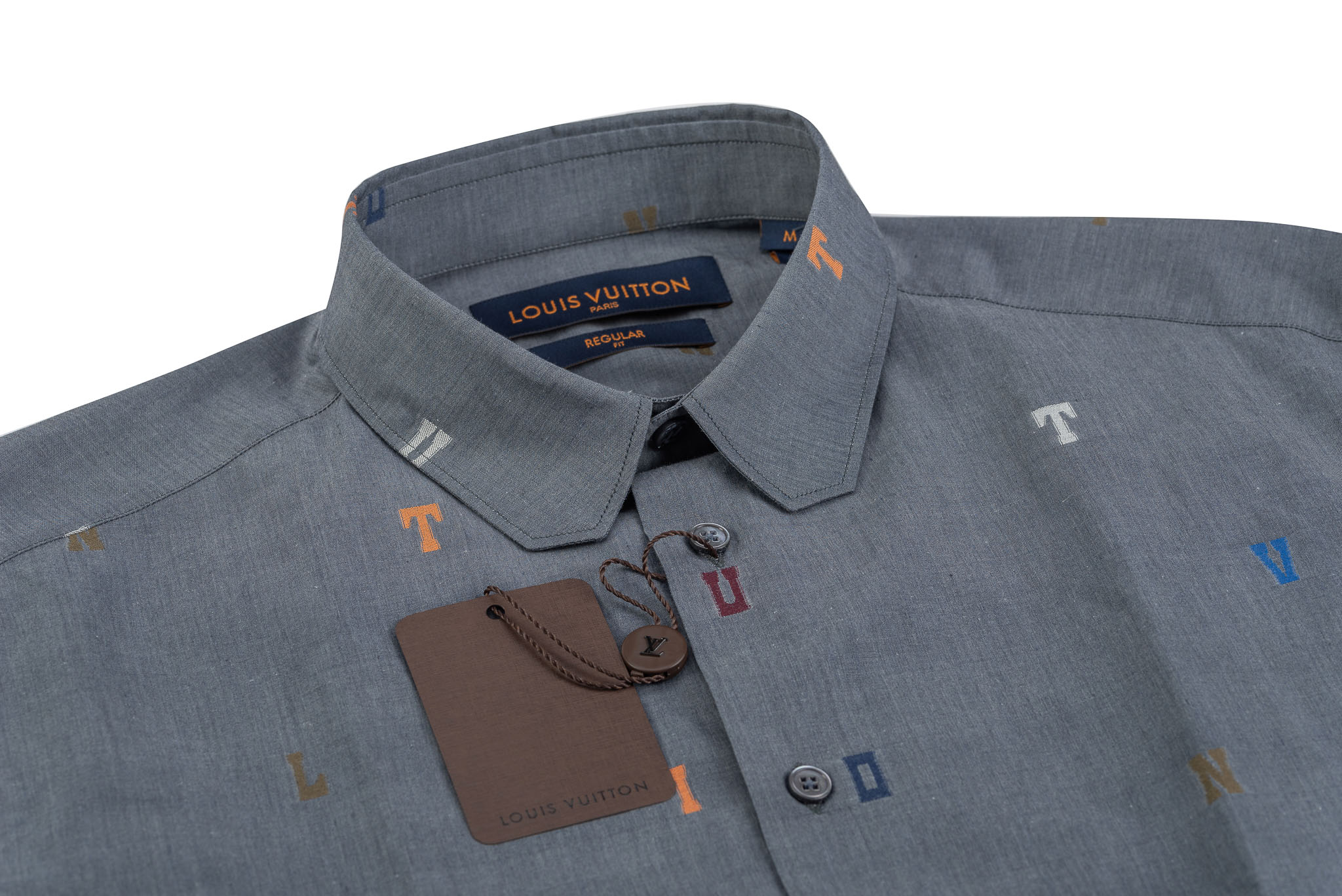 Louis Vuitton® Dna Collar Regular Shirt Light Grey. Size 38 in 2023